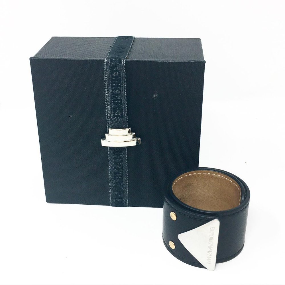 EMPORIO ARMANI Black Leather Bracelet